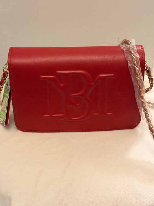 Badgley Mischka Vegan Leather Crossbody Bag – Brick Red with Gold Hardware