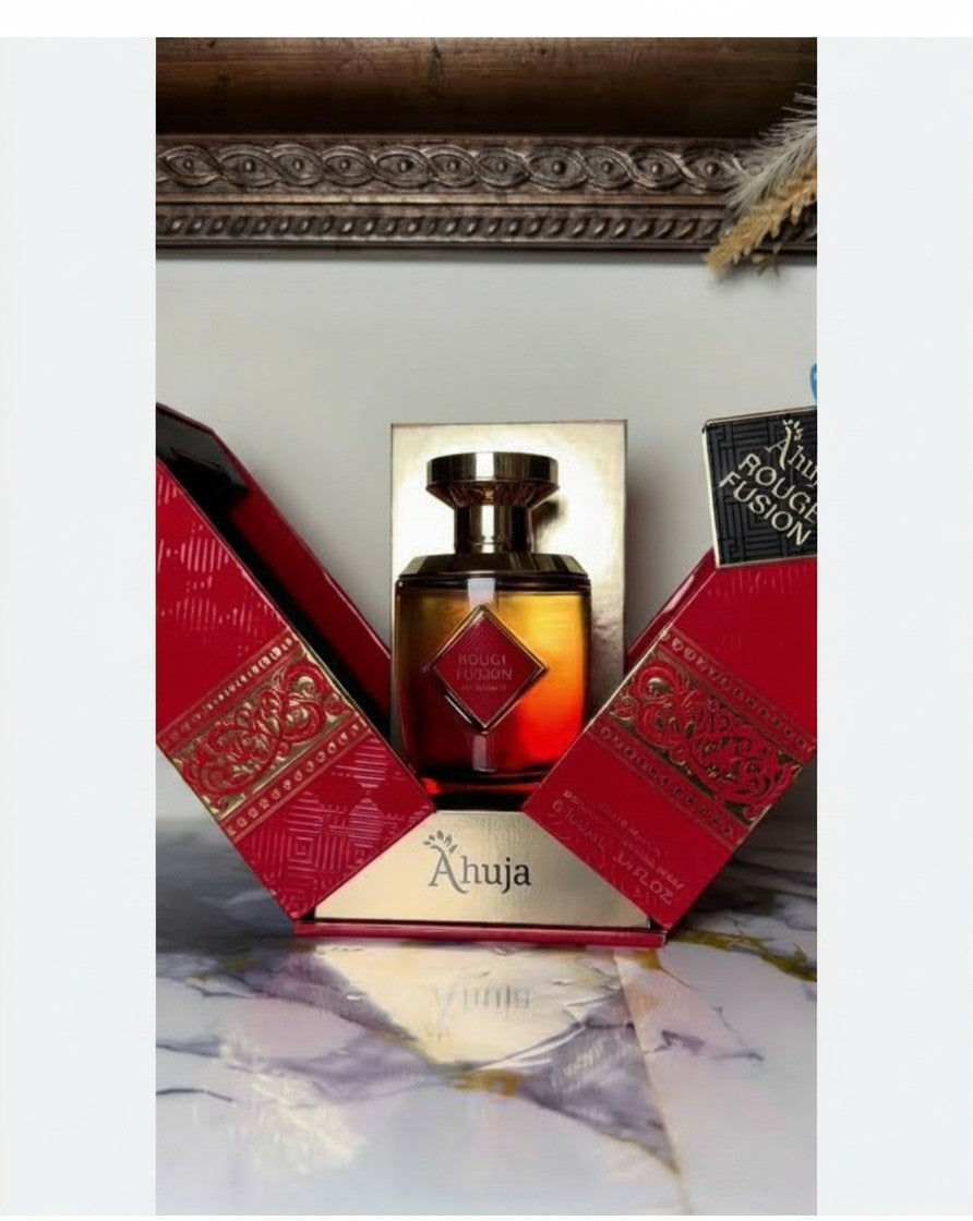 Noticed Atelier by Legzdiamond Ahuja Rouge Fusion Eau de Parfum in a decorative red and gold gift box