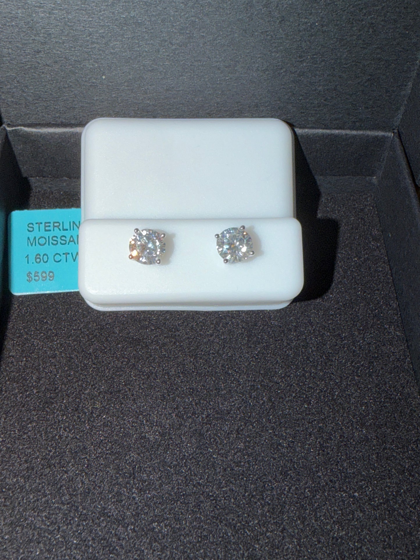 Sterling Silver Moissanite Stud Earrings 1.60 CTW