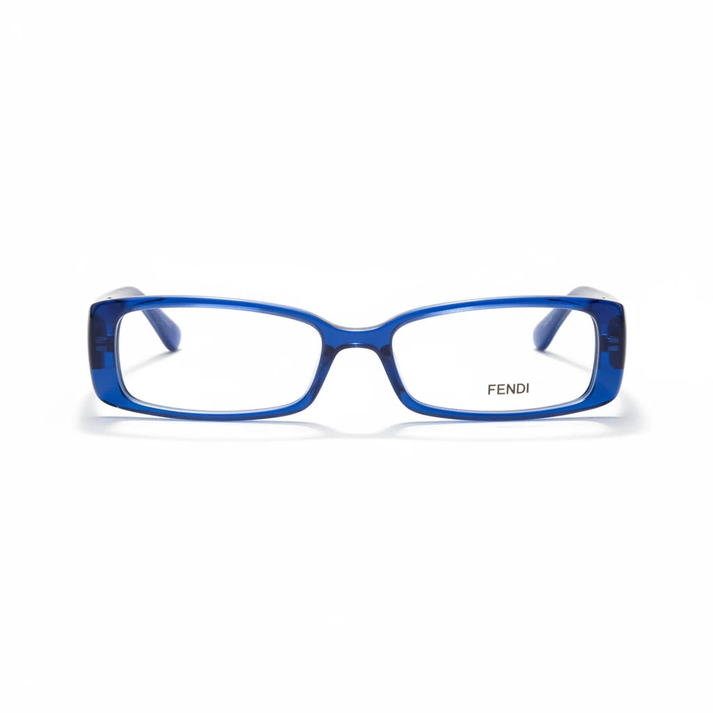Noticed Atelier by Legzdiamond Fendi sunglasses featuring a petite blue frame with clear lenses and logo detailing.