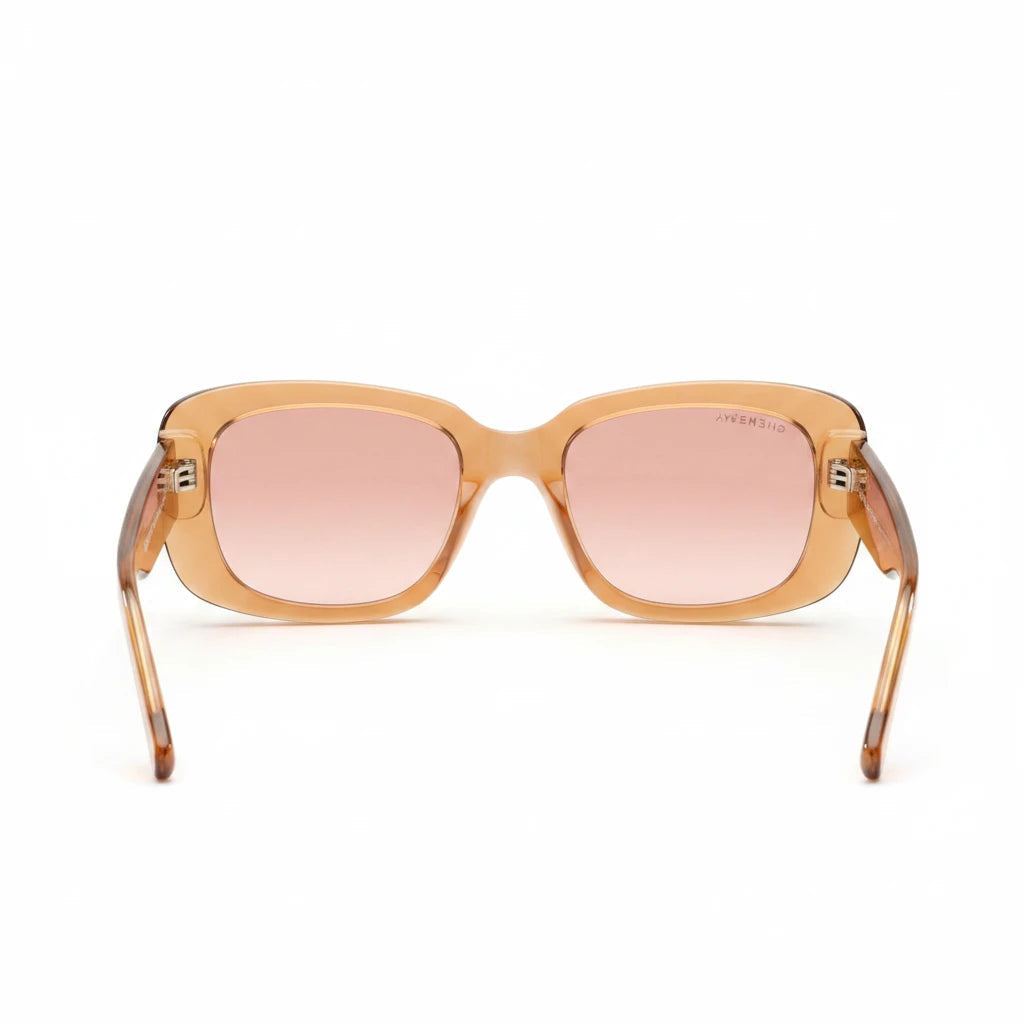 Noticed Atelier by Legzdiamond Givenchy caramel frames with clear caramel tinted lenses in a classic rectangular shape.