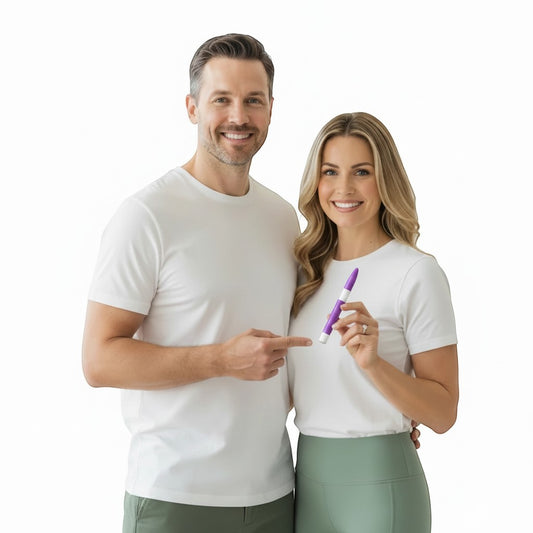 Noticed Atelier by Legzdiamond GLP-1 Companion Guide digital wellness tracker featuring a smiling couple with a pen