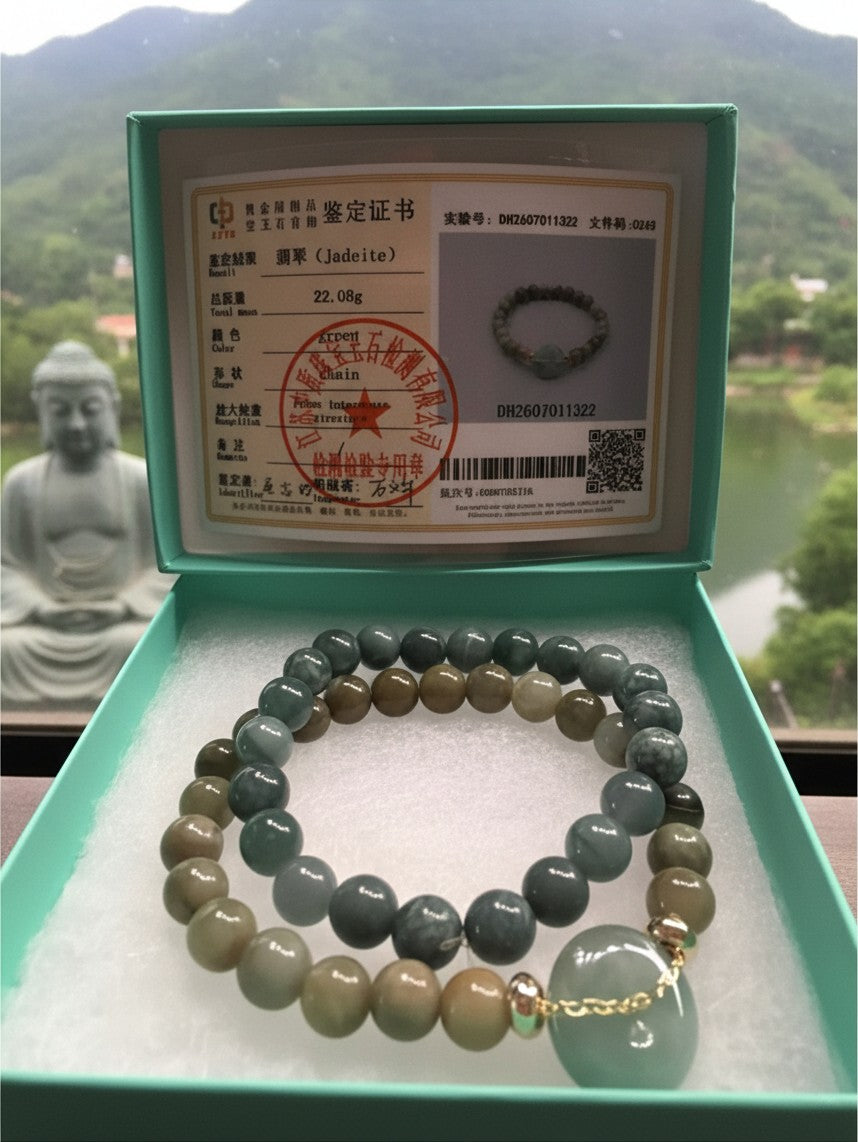 Noticed Atelier by Legzdiamond Grade A jadeite donut bracelet and bead bracelet set with authentication certificate