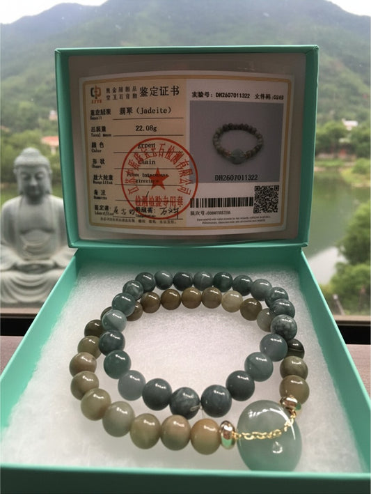 Noticed Atelier by Legzdiamond Grade A jadeite donut bracelet and bead bracelet set with authentication certificate