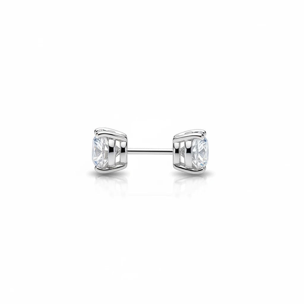 Noticed Atelier by Legzdiamond sterling silver moissanite stud earrings with a 1.60 CTW round brilliant cut stone.