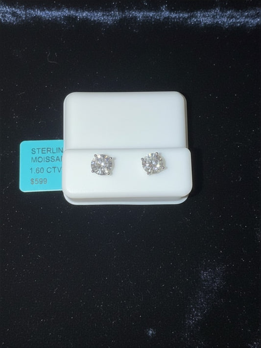 Noticed Atelier by Legzdiamond sterling silver round-cut moissanite stud earrings in a four-prong setting.