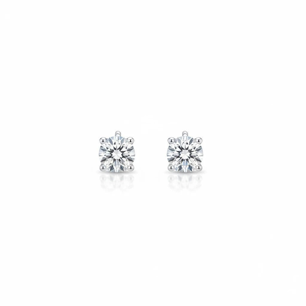 Noticed Atelier by Legzdiamond 1.60 CTW round brilliant cut moissanite stud earrings set in polished sterling silver.