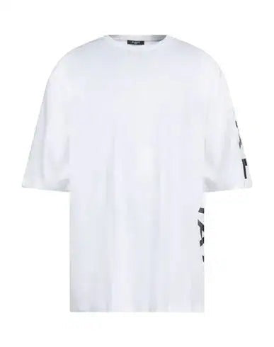 Noticed Atelier by Legzdiamond white Balmain men's T-shirt with a bold black logo on the side, oversized fit.